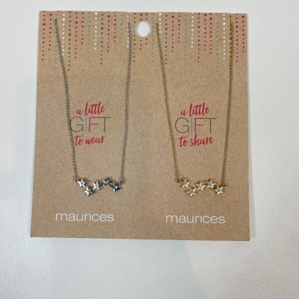 Maurices Star Necklaces Rhinestone Gold Tone and Silver Tone Set